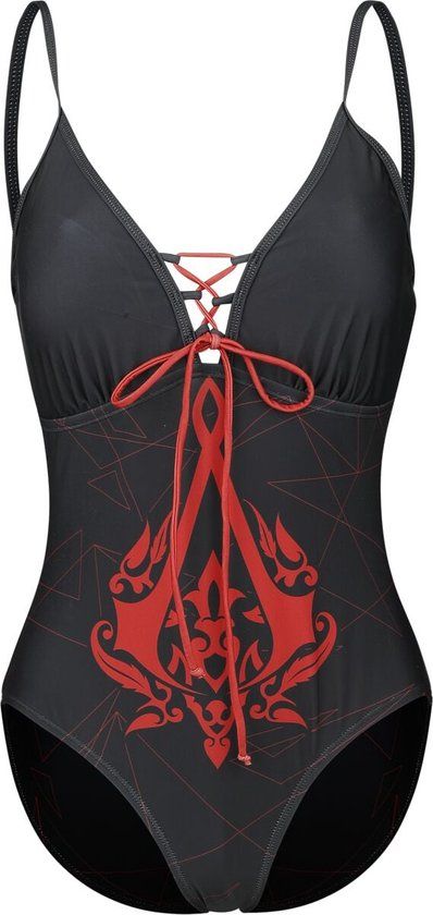 Assassin's Creed Crest Dames Zwempak - zwart/rood - XL