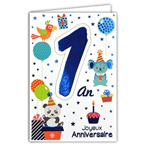 AFIE Verjaardagskaart 1 jaar - Jongens/Meisjes - Kleur afhankelijk