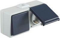 Opus Aqua Wandcontactdoos/Wisselschakelaar combinatie opbouw voor buiten horizontaal