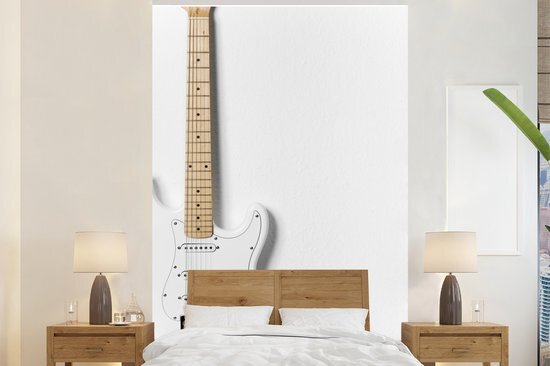 Nr1Wallpaper Behang - Fotobehang Een witte elektrische gitaar - Breedte 145 cm x hoogte 220 cm