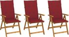 Acacia Bois Massif Chaises Pliantes 3 Pièces avec Coussins