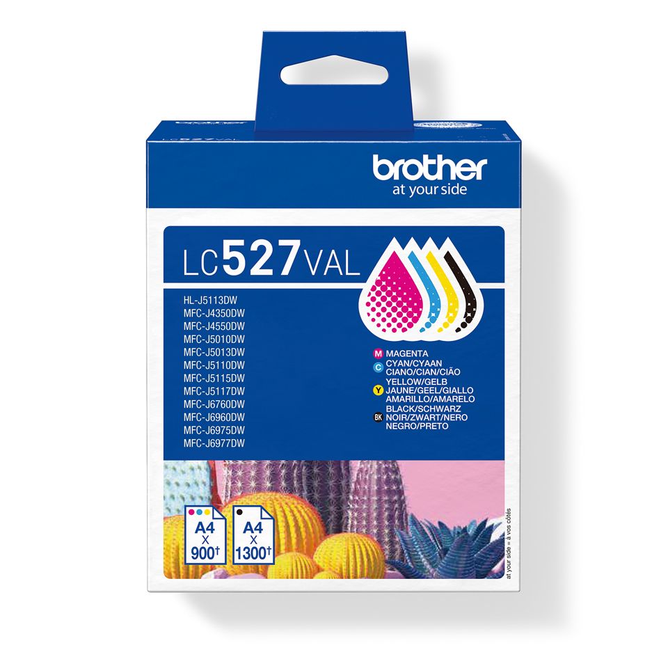 Brother LC527VAL Value Pack Ink Cartridge - Black, Cyan, Magenta, Yellow - 4 Pack