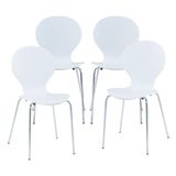 [en.casa] Eetkamerstoel Etne set van 4 wit en chroom 85x48x50 cm