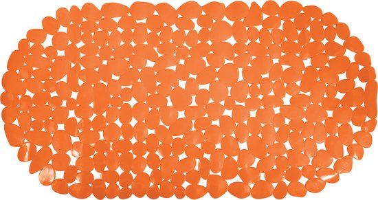 MSV Douche/bad anti-slip mat - oranje - 39 x 99 cm
