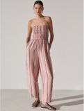 Next - Dames - Aangerimpelde bandeau-jumpsuit met barrelpijpen - Roze