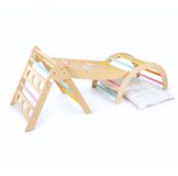 Dastium Kids - Mini Klimrek - Houten Klimrek - Klimboog met Kussen - Klimrek Voor Baby en Peuter - Klimrek met Glijbaan - Montessori Speelgoed - Pastelkleuren
