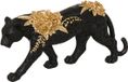 Atmosphera Beeldje Panter / luipaard - rozen - 40 cm - polyresin - zwart / goud - decoratie dieren beeld