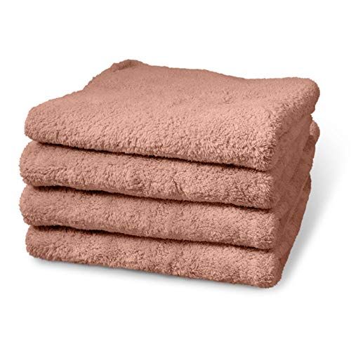 cosey - pakje van 4, Fluffy microvezel handdoek, 40x40cm, grijs - 4251608892955