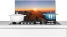 KitchenYeah Spatscherm keuken 60x30 cm - Kookplaat achterwand Berg - Landschap - Zon - Muurbeschermer - Spatwand fornuis - Aluminium