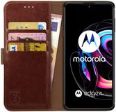 Rosso Element Book Case Wallet Hoesje Geschikt voor Motorola Edge 20 Pro | Portemonnee | 3 Pasjes | Magneetsluiting | Stand Functie | Bruin