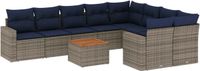 vidaXL 10-delige Loungeset met Kussens Poly Rattan Grijs