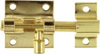 AMIG schuifslot/plaatgrendel - staal - 3 x 2.75 cm - met messing afgewerkt - deur - schutting - hek