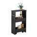 Relaxdays keukentrolley smal, 2 vakken, keuken en badkamer, HxBxD: ca. 66,5x42x20 cm, opbergtrolley met wieltjes, zwart
