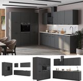 Vicco Complete keukeneenheid Fame-Line, Donkergrijs/Antraciet, 460 cm
