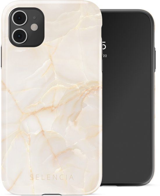 Selencia Hoesje - Geschikt voor Apple iPhone 11 - Backcover - Golden Beige Marble