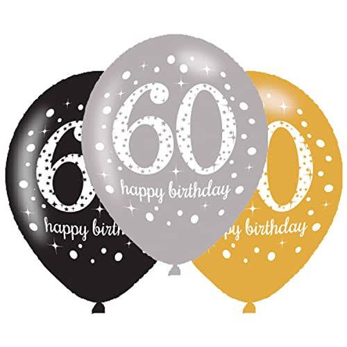 Amscan Sparkling Celebrations Ballon 60 Goud, Zilver, Zwart (6 stuks)