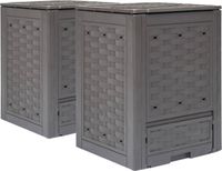 vidaXL Composteur 2 pièces 600 L 60x60x83 cm plastique rotin marron