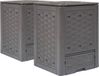 vidaXL Composteur 2 pièces 600 L 60x60x83 cm plastique rotin marron