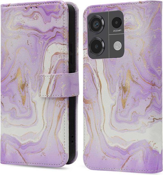 iMoshion Book Case Hoesje voor Xiaomi Redmi Note 13 Pro / Poco X6 - Paars / Purple Marble