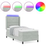 vidaXL Boxspringbed met Hoofdeinde Lichtgrijs 90 x 190 cm Fluweel