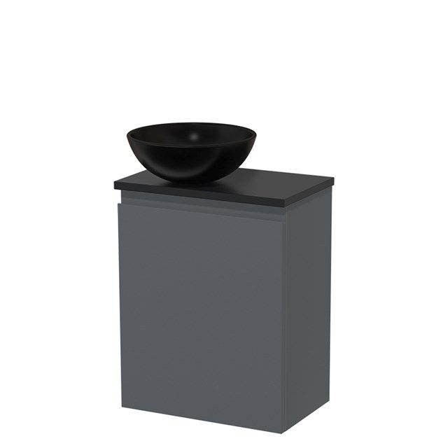 Maxaro Modulo Toiletmeubel met Waskom Keramiek Donkergrijs Greeploos 41 cm Mat Zwart