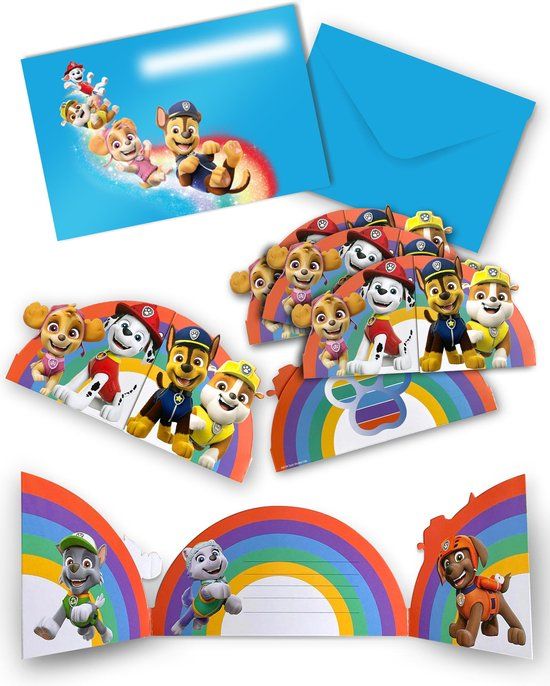 Amscan RIETHMULLER - 8 uitnodigingskaarten en enveloppen PAW Patrol