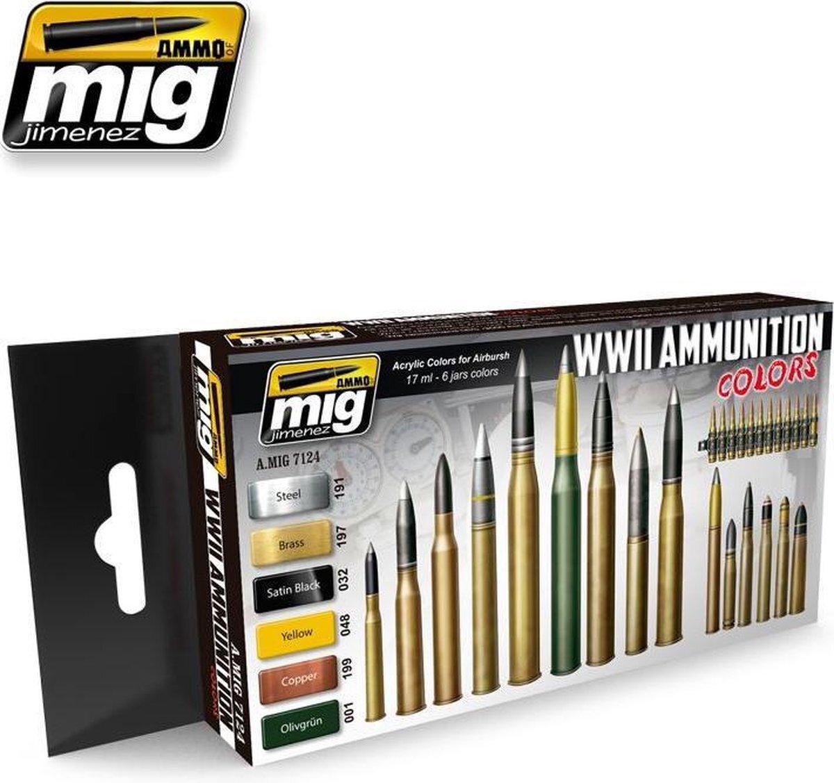 mig Ammo of Mig Jimenez WWII Ammunition Kleuren # 7124 - Verf Set door