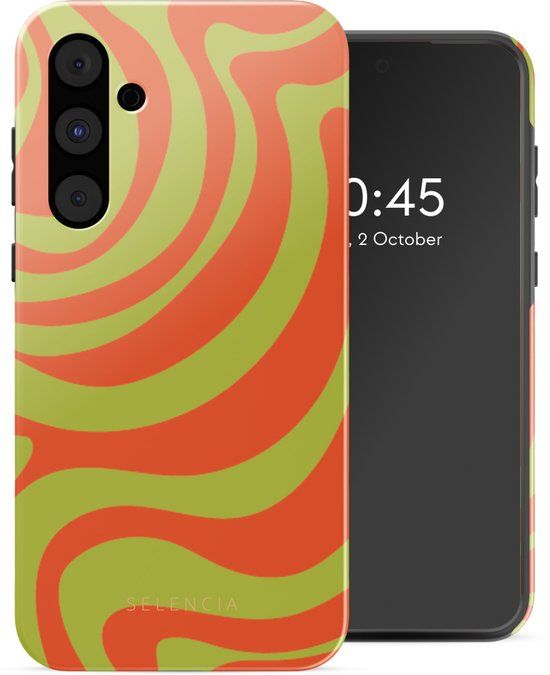 Selencia Hoesje - Geschikt voor Samsung Galaxy A55 (5G) - Backcover - Wavy Swirl Orange Fern