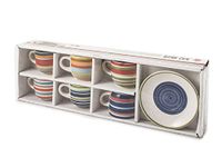 Home 731303 Set van 6 koffiekopjes met schotel, Stoneware, cc95