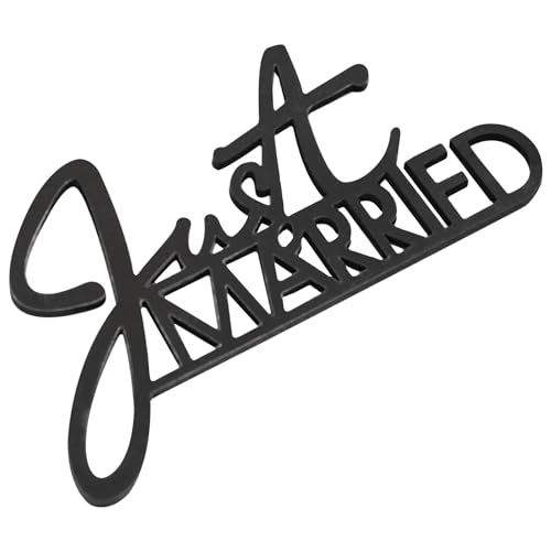 Ginger Ray Zwarte houten tafelbordjes “Just Married“ - 7 x 12 cm
