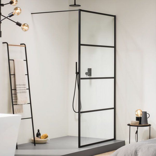 Sealskin Soho inloopdouche 120x210cm - mat zwart profiel - helder glas