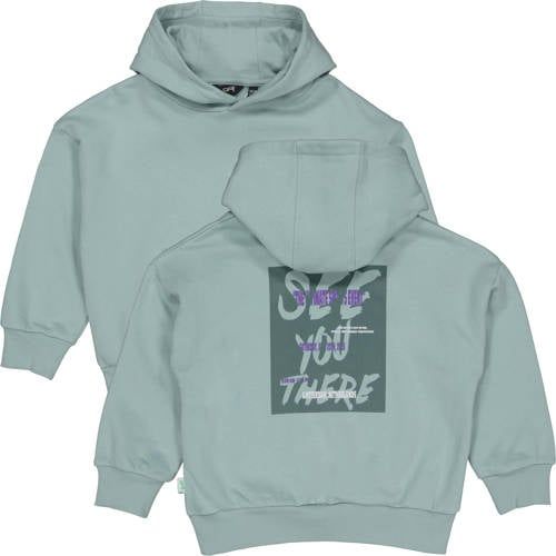 QPI hoodie met backprint mintgroen
