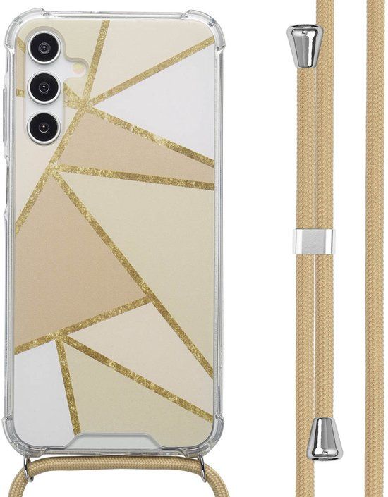 imoshion Hoesje - Geschikt voor Samsung Galaxy A15 (5G) - Design Hoesje met Koord - Beige Graphic