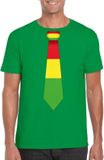 Bellatio Decorations Carnaval t-shirt met Limburgse kleuren stropdas - groen - voor heren - Carnaval thema kleding S