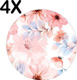 BWK Collections Placemat Set - Pink Flowers - Round - 40x40cm - Set of 4
