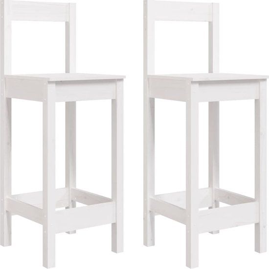 vidaXL Barstoelen 2 st 40x41,5x112 cm massief grenenhout wit