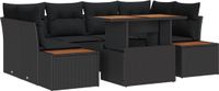 vidaXL Ensemble de jardin 7 pièces Noir Polyrotin