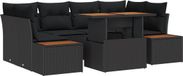 vidaXL Tuinset 7-delig Zwart Polyrotan