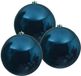 Decoris Kerstbal - 3x - donkerblauw - groot - 14 cm - kunststof - glans