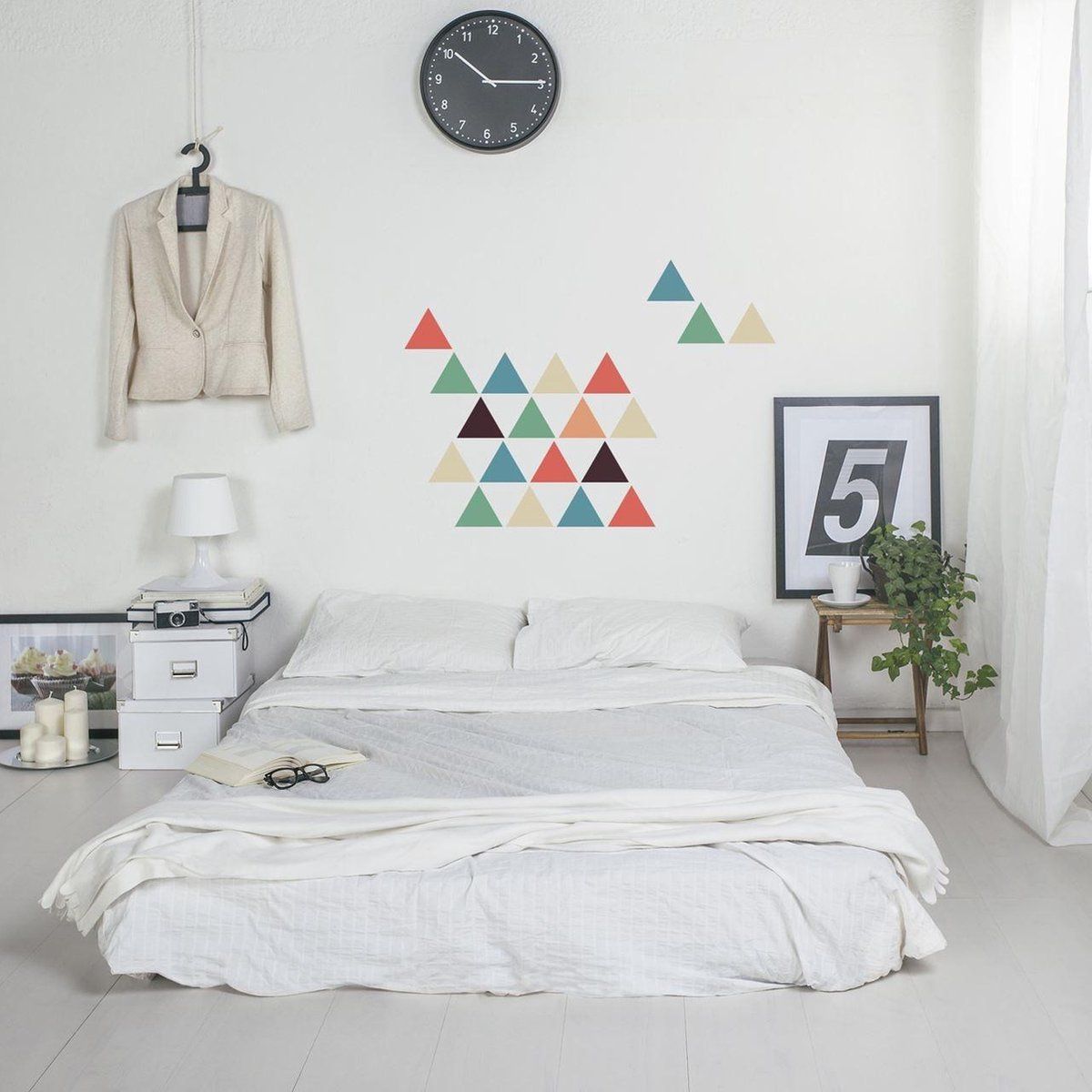 Walplus muursticker driehoeken - 30 x 60 cm - groen - 27 delig