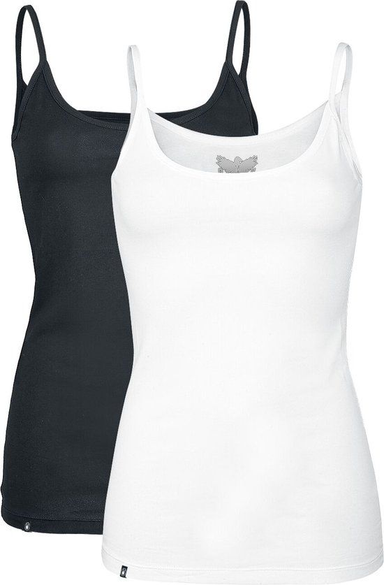 Black Premium by EMP Dubbelpak topjes met dunne bandjes in zwart en wit - Dames - L