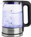 GOURMETmaxx Glazen waterkoker met blauwe LED-verlichting, 1.7L, Roestvrij staal/Zwart