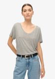 Superdry - Studios Slub T-shirt met V-hals en borduursel - Dames - T-shirts