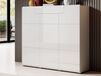 TOMMASSON Commode haute 3 portes 1 tiroir blanc/blanc brillant