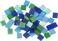 Mozaiek tegels - 1185 stuks - groen/blauw - 5 x 5 mm - kunsthars - steentjes - mozaieken - Hobby/knutselen