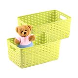 Plasticforte Opbergmand - 4x - Kastmand - rotan kunststof - limegroen - 12 Liter - 30 x 37 x 13 cm
