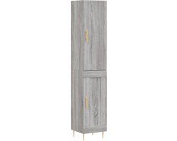 vidaXL Hoge Kast - Hoge Kasten - Hoge Kast Met Lade - Kast - Hoge kast 34,5x34x180 cm bewerkt hout grijs sonoma eikenkleurig