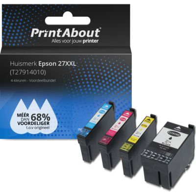 PrintAbout Huismerk Epson 27XXL (T2791/12/13/144010) Inktcartridge 4-kleuren Voordeelbundel Hoge capaciteit - 1133727