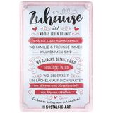 Nostalgic-Art Retro metalen bord, 20 x 30 cm, Zuhause ist – cadeau-idee voor je huis, van metaal, vintage design met spreuk