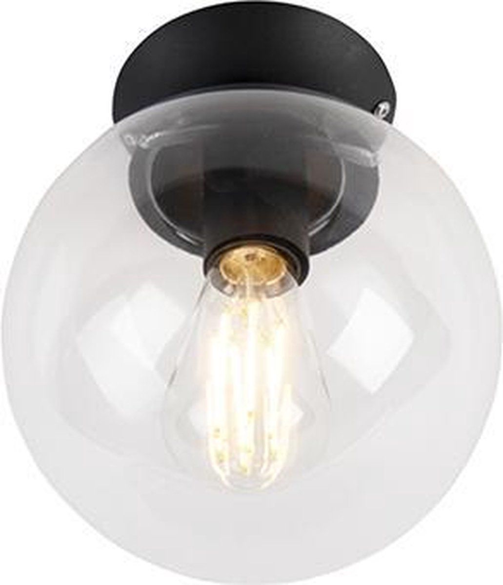 QAZQA Pallon Art Deco Plafondlamp - 1 lichts - Ø 200 mm - Transparant